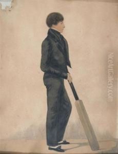 Edgar Wise With A Cricket Bat; Girl With A Shuttlecock by Richard Dighton