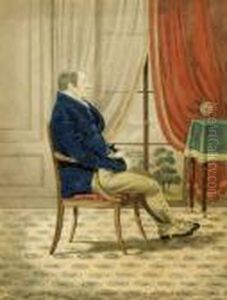 A Portrait Of A Gentleman Seated Looking Out Of A Window