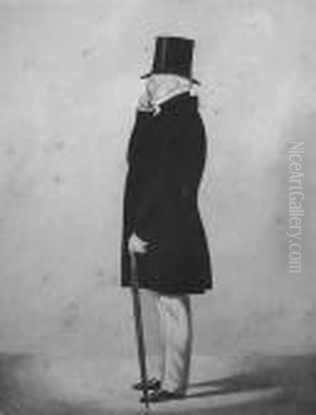 A Gentleman In Profile, A Monocle In His Right Hand And An Umbrella In His Left - view 1