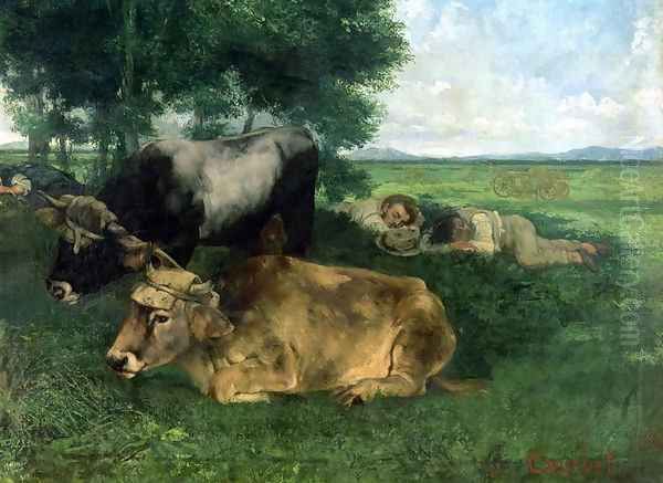 La Siesta Pendant la saison des foins (and detail of animals sleeping under a tree), 1867 - view 1
