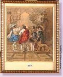 Gentilhommes Discutant Dans Un Palais by Adolph Alexander Dillens