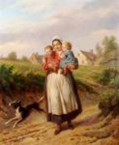 Mother And Children On Path - view 1