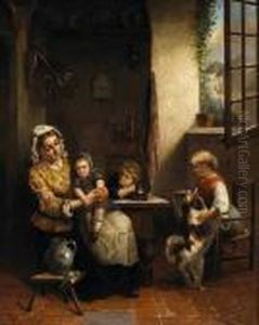 In The Kitchen by Henri Jozef Dillens