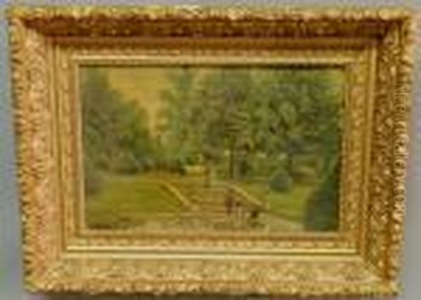 Formal Garden Scene With Figures - view 1