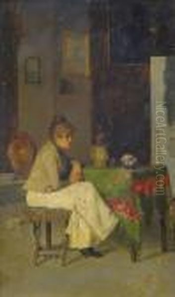 Woman Sitting At A Table - view 1