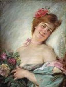 A Woman With Flowers by Serkis Diranian