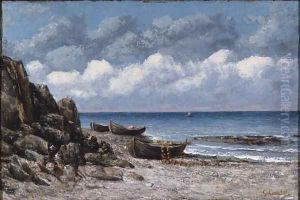 Boats at St. Aubain by Gustave Courbet