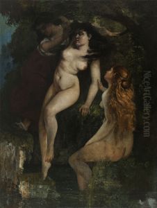 Three Bathers by Gustave Courbet