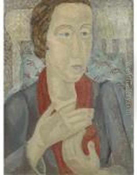 Portrait Of A Lady With A Red Scarf - view 1