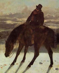 Hunter on Horseback, Redcovering the Trail by Gustave Courbet
