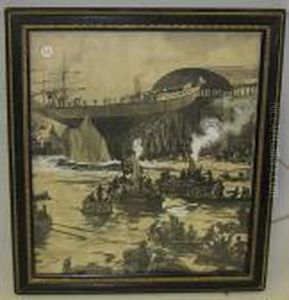 The Launching Of Sir Thomas Lipton's Shamrock Iv, 1913.