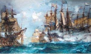 The Battle Of Camperdown by Charles Dixon