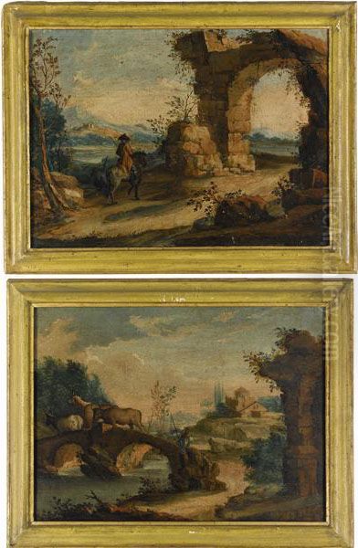 Paesaggio Con Cavaliere E Arco In Rovina - view 1