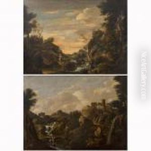 Paesaggio Boschivo Con Ruscello E Viandanti by Antonio Diziani