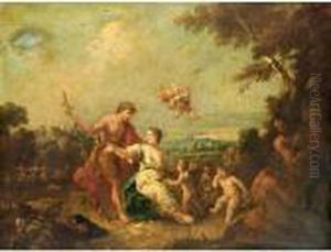 A Bacchanal Scene In A Pastoral Landscape by Antonio Diziani