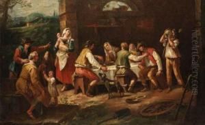 Peasants Eating In A Farmyard