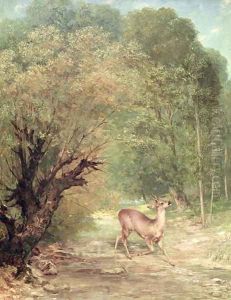 The Hunted Roe-Deer on the alert, Spring, 1867 by Gustave Courbet