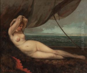 Nude reclining by the sea