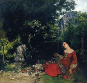 Woman with Garland by Gustave Courbet
