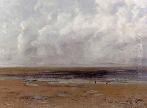 The Beach at Trouville at Low Tide by Gustave Courbet