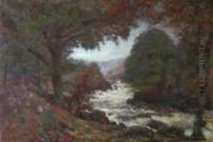 Sheep By River In Spate by Alexander Brownlie Docharty