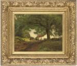 Figures By A Cottage In The Woods by Alexander Brownlie Docharty