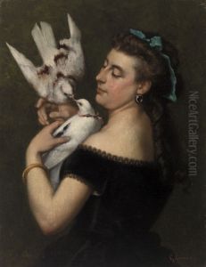 Woman with Pigeons by Gustave Courbet