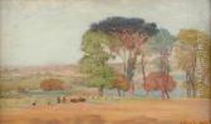 Farm Hands Working The Field In Summer by Alexander Brownlie Docharty
