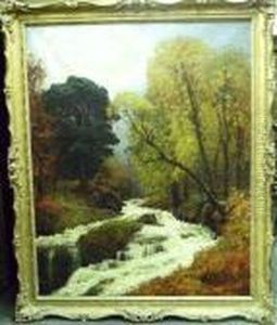 Woodland Stream, Autumn by Alexander Brownlie Docharty
