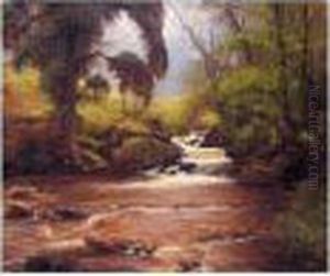 A Woodland Stream by Alexander Brownlie Docharty
