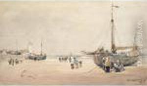 Fishing Boat On The Shore by Alexander Brownlie Docharty