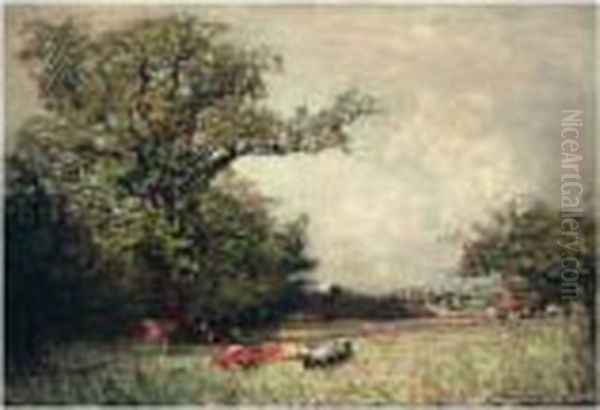 Cattle Resting With A Castle Beyond - view 1