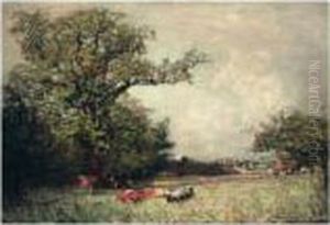 Cattle Resting With A Castle Beyond by Alexander Brownlie Docharty