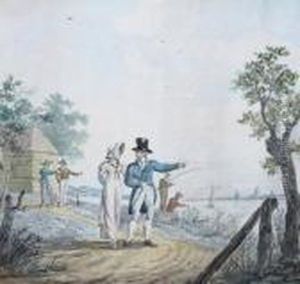 An Elegant Couple On A Riverside Path