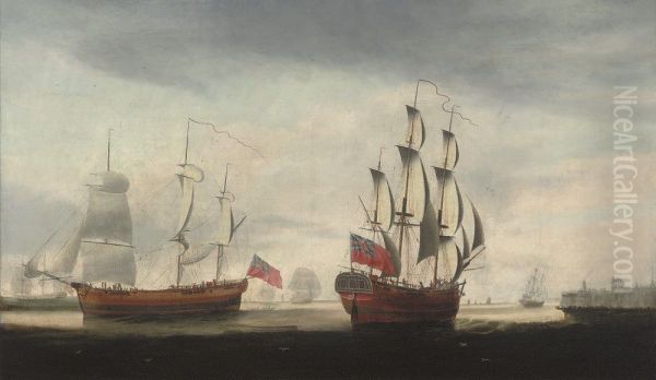 A Three-masted Merchantman In Two Positions Off Tynemouth - view 1