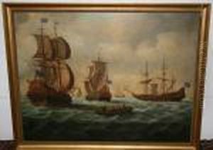 English Man O'war Gathering In The Channel by Robert Dodd