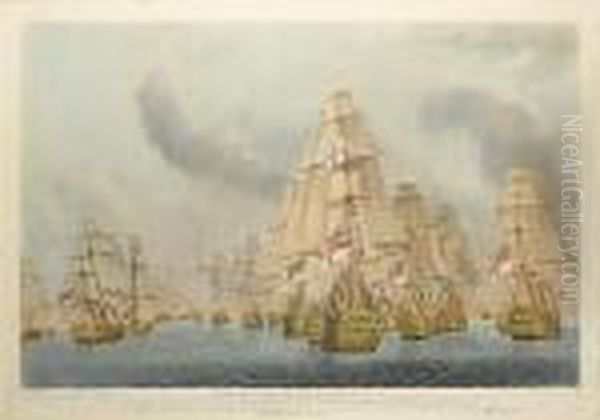 A Set Of Four Coloured Prints, Battle Of Trafalgar - view 1
