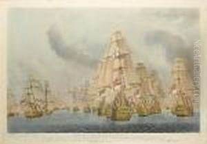A Set Of Four Coloured Prints, Battle Of Trafalgar