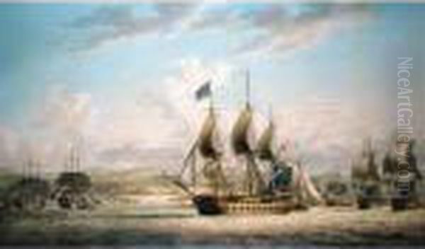H.m.s.``sultan', Flagship Of 
Vice-admiral Sir Edward Hughes, Amongst The Fleet Assembling Off The 
Malabar Coast Of India In The Winter Of 1782-83 - view 1