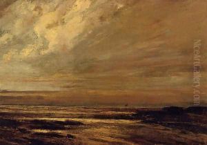 The Beach at Trouville at Low Tide II by Gustave Courbet