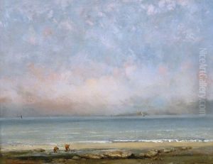 The Beach at Trouville by Gustave Courbet