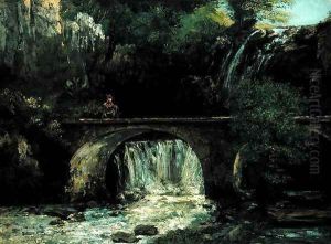 Landscape with bridge by Gustave Courbet