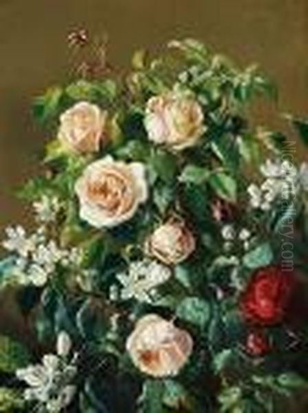 Roses And Fruit Branches In Bloom - view 1