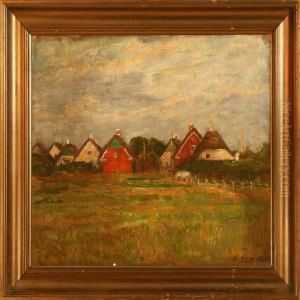 Landscape From Fanoisland And A Gentleman's Portrait by Heinrich Dohm
