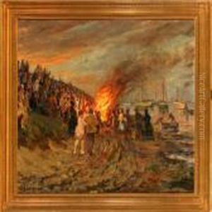 Men And Women Around Abonfire by Heinrich Dohm
