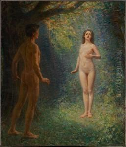Adam And Eve In The Garden Of Eden by Heinrich Dohm