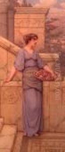 A Pensive Maiden With Flowers by William Anstey Dollond