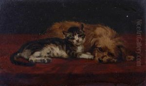 A Cat And Dog On A Carpet by John Henry Dolph