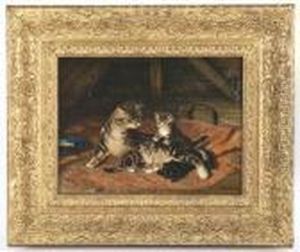A
Mother And Her Three Kittens by John Henry Dolph
