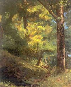 Deux Chevre Uils Dans la Forêt (Two Goats in the Forest) by Gustave Courbet